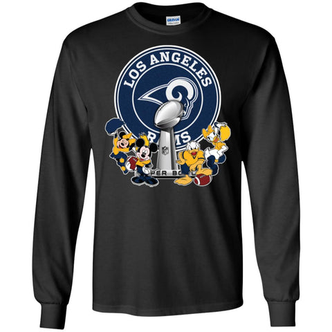 Los Angeles Rams Super Bowl 2019 Mickey Minnie Mouse Donald Daisy Duck Football Nfl Men Long Sleeve Shirt Black / S Men Long Sleeve Shirt - parenttees