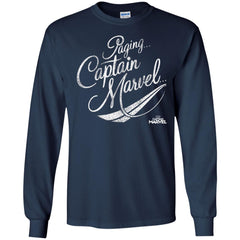 Captain Marvel Paging Distressed Cursive Men Long Sleeve Shirt Men Long Sleeve Shirt - parenttees