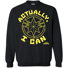 Captain Marvel Actually I Can Yellow Logo Crewneck Pullover Sweatshirt Crewneck Pullover Sweatshirt - parenttees