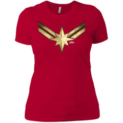 Captain Marvel Gleaming Chest Logo Women Cotton T-Shirt Women Cotton T-Shirt - parenttees