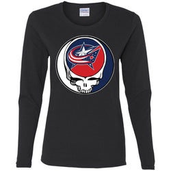 Columbus Blue Grateful Dead Steal Your Face Hockey Nhl Shirts Women Long Sleeve Shirt