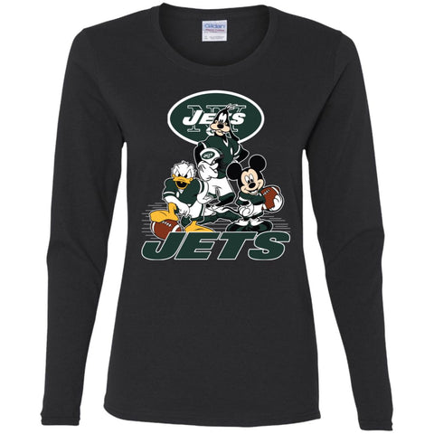 Mickey Mouse New York Jets American Football Nfl Sports Shirt Women Long Sleeve Shirt Black / S Women Long Sleeve Shirt - parenttees