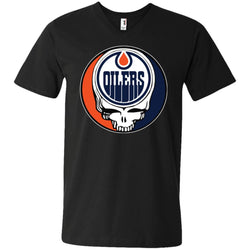 Edmonton Oilers Grateful Dead Steal Your Face Hockey Nhl Shirts Men V-Neck T-Shirt