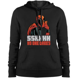 Marvel Deadpool Shhh No One Cares Whisper Women Hooded Sweatshirt