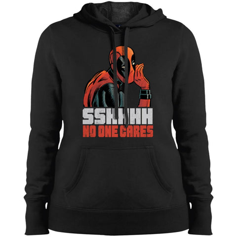 Marvel Deadpool Shhh No One Cares Whisper Women Hooded Sweatshirt Black / X-Small Women Hooded Sweatshirt - parenttees