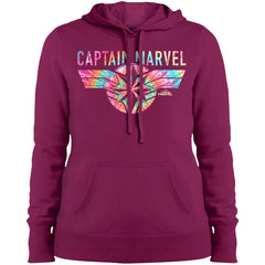 Captain Marvel Logo Banner Tie Dye Colors Women Hooded Sweatshirt Women Hooded Sweatshirt - parenttees