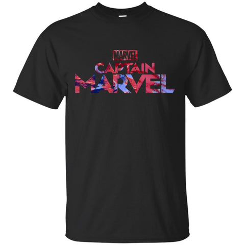 Captain Marvel Bold Tie Dye Movie Logo Men Cotton T-Shirt Black / S Men Cotton T-Shirt - parenttees