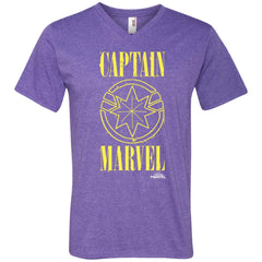 Captain Marvel Yellow Paint Drip Logo Men V-Neck T-Shirt Men V-Neck T-Shirt - parenttees