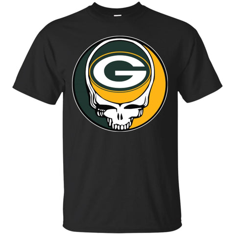 Green Bay Packer Grateful Dead Steal Your Face Football Nfl Shirts Men Cotton T-Shirt Black / S Men Cotton T-Shirt - parenttees