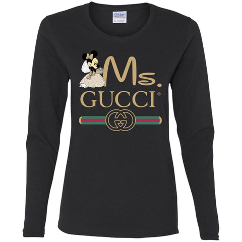 Gucci Couple Disney Ms Minnie Valentine's Day T-shirt Women Long Sleeve Shirt Black / S Women Long Sleeve Shirt - parenttees