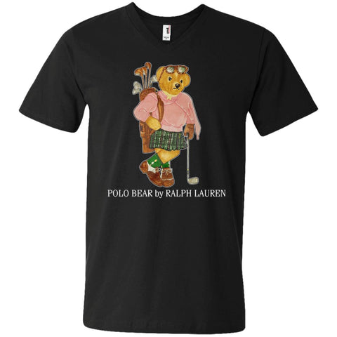 Polo Bear Ralph Lauren T-shirt Men V-Neck T-Shirt Black / S Men V-Neck T-Shirt - parenttees