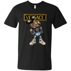 Versace Mickey Mouse Cartoon T-shirt Men V-Neck T-Shirt