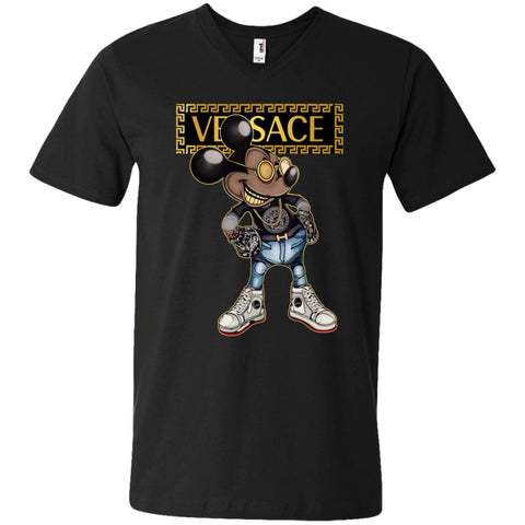 Versace Mickey Mouse Cartoon T-shirt Men V-Neck T-Shirt Black / S Men V-Neck T-Shirt - parenttees