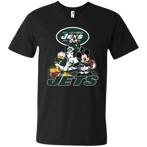 Mickey Mouse New York Jets American Football Nfl Sports Shirt Men V-Neck T-Shirt Black / S Men V-Neck T-Shirt - parenttees