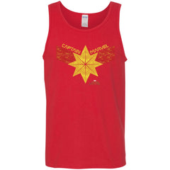 Captain Marvel Distressed Star Ribbon Logo Men Cotton Tank Men Cotton Tank - parenttees