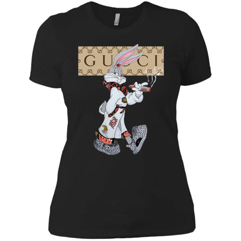 Gucci Rabbit Smoking Tshirt Women Cotton T-Shirt Black / X-Small Women Cotton T-Shirt - parenttees