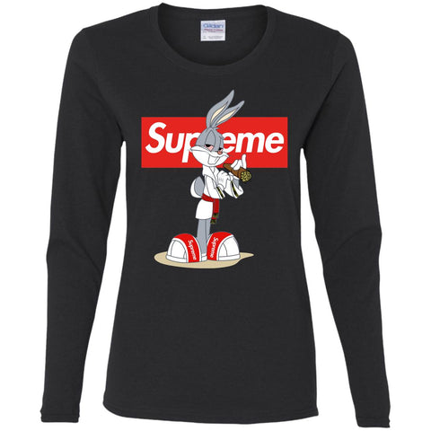 Supreme Rabbit Smoking T-shirt Women Long Sleeve Shirt Black / S Women Long Sleeve Shirt - parenttees