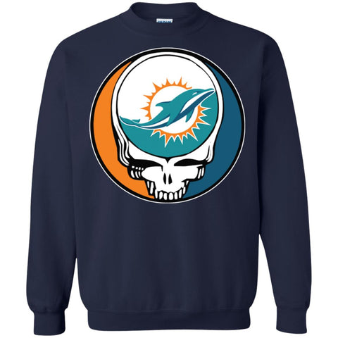 Miami Dolphins Grateful Dead Steal Your Face Football Nfl Shirts Crewneck Pullover Sweatshirt Black / S Crewneck Pullover Sweatshirt - parenttees