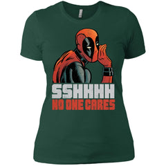 Marvel Deadpool Shhh No One Cares Whisper Women Cotton T-Shirt Women Cotton T-Shirt - parenttees