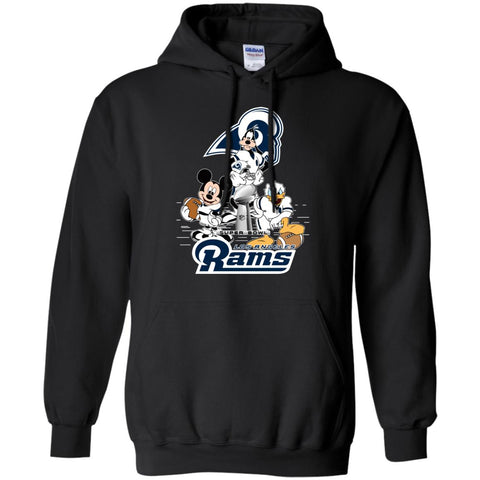 Nfl – Los Angeles Rams Donald Duck Goofy Mickey Mouse Super Bowl 2019 Football Pullover Hoodie Sweatshirt Black / S Pullover Hoodie Sweatshirt - parenttees