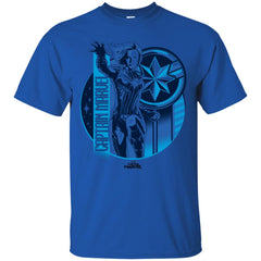 Captain Marvel Reflective Blue Circle Logo Men Cotton T-Shirt Men Cotton T-Shirt - parenttees