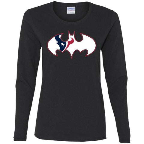 We Are The Houston Texans Batman Nfl Mashup Women Long Sleeve Shirt Black / S Women Long Sleeve Shirt - parenttees