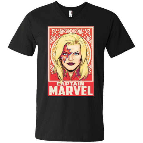 Captain Marvel Ornament Men V-Neck T-Shirt Black / S Men V-Neck T-Shirt - parenttees