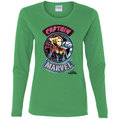 Captain Marvel Stitched Patched Portrait Women Long Sleeve Shirt Women Long Sleeve Shirt - parenttees