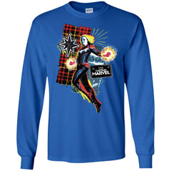 Captain Marvel Plaid Jean Patched Portrait Men Long Sleeve Shirt Men Long Sleeve Shirt - parenttees