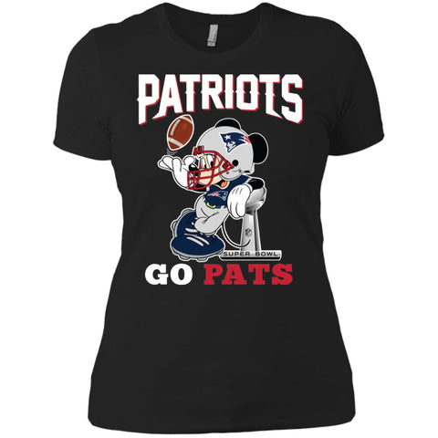 Go Pats - New England Patriots Super Bowl 2019 Mickey Mouse Football Nfl Women Cotton T-Shirt Black / X-Small Women Cotton T-Shirt - parenttees