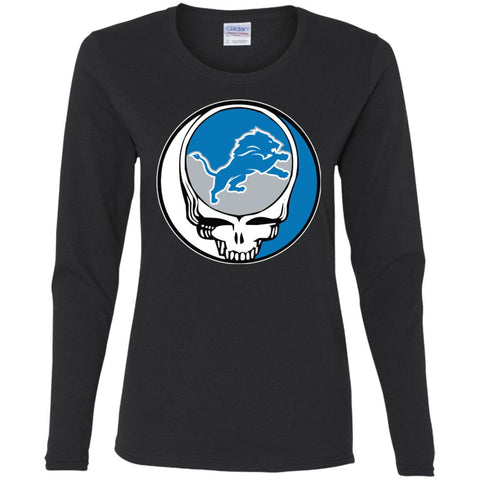 Detroit Lions Grateful Dead Steal Your Face Football Nfl Shirts Women Long Sleeve Shirt Black / S Women Long Sleeve Shirt - parenttees