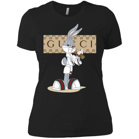 Gucci Rabbit Smoking Funny T-shirt Women Cotton T-Shirt Black / X-Small Women Cotton T-Shirt - parenttees