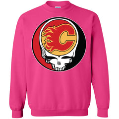 Calgary Flames Grateful Dead Steal Your Face Hockey Nhl Shirts Crewneck Pullover Sweatshirt Crewneck Pullover Sweatshirt - parenttees