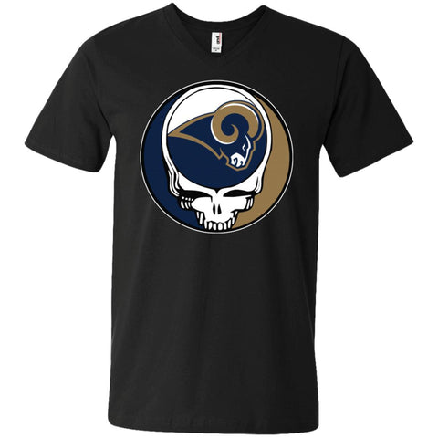 Los Angeles Rams Grateful Dead Steal Your Face Football Nfl Shirts Men V-Neck T-Shirt Black / S Men V-Neck T-Shirt - parenttees