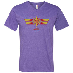 Marvel Captain Marvel Retro Red Yellow Logo Men V-Neck T-Shirt Men V-Neck T-Shirt - parenttees