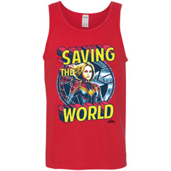 Captain Marvel Saving The World Portrait Men Cotton Tank Men Cotton Tank - parenttees