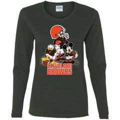 Mickey Mouse Cleveland Browns American Football Nfl Sports Shirt Women Long Sleeve Shirt Women Long Sleeve Shirt - parenttees