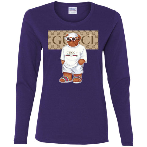 Best Life Gucci Bear T-shirt Women Long Sleeve Shirt Purple / S Women Long Sleeve Shirt - parenttees