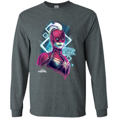 Marvel Captain Marvel Space Glow Neon Men Long Sleeve Shirt Men Long Sleeve Shirt - parenttees