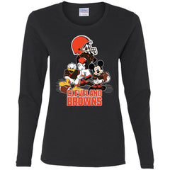 Mickey Mouse Cleveland Browns American Football Nfl Sports Shirt Women Long Sleeve Shirt Women Long Sleeve Shirt - parenttees