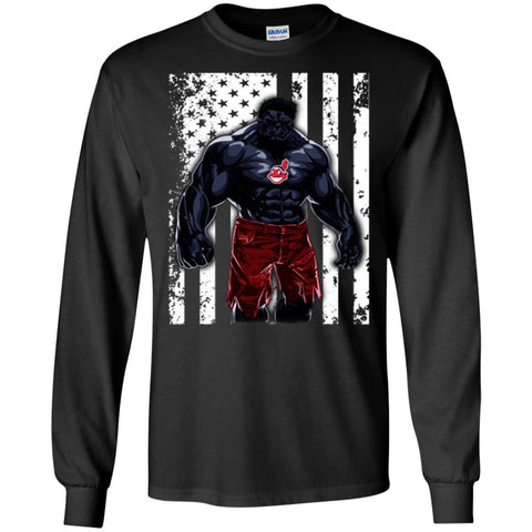 Giants Hulk Cleveland Indians T-shirt Flag Men Long Sleeve Shirt Black / S Men Long Sleeve Shirt - parenttees