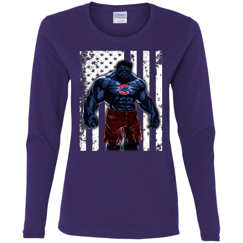 Giants Hulk Chicago Cubs T-shirt Flag Women Long Sleeve Shirt Purple / S Women Long Sleeve Shirt - parenttees