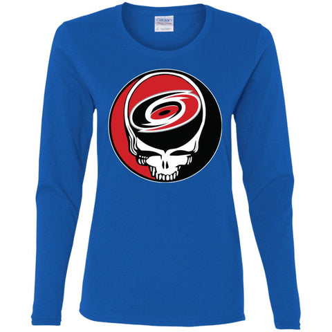 Carolina Hurricanes Grateful Dead Steal Your Face Hockey Nhl Shirts Women Long Sleeve Shirt Royal / S Women Long Sleeve Shirt - parenttees