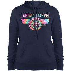 Captain Marvel Logo Banner Tie Dye Colors Women Hooded Sweatshirt Women Hooded Sweatshirt - parenttees