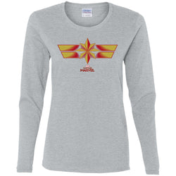 Marvel Captain Marvel Retro Red Yellow Logo Women Long Sleeve Shirt