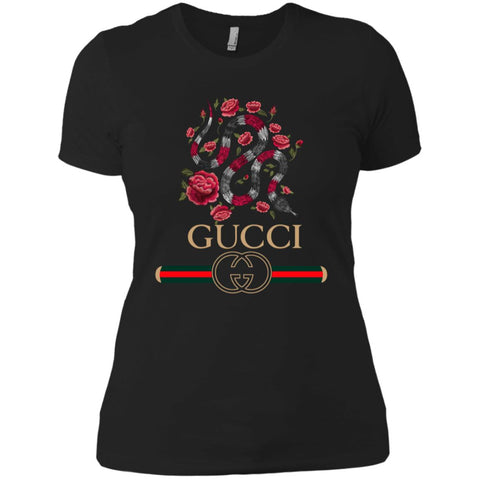 Gucci Logo Snake T-shirt Women Cotton T-Shirt Black / X-Small Women Cotton T-Shirt - parenttees