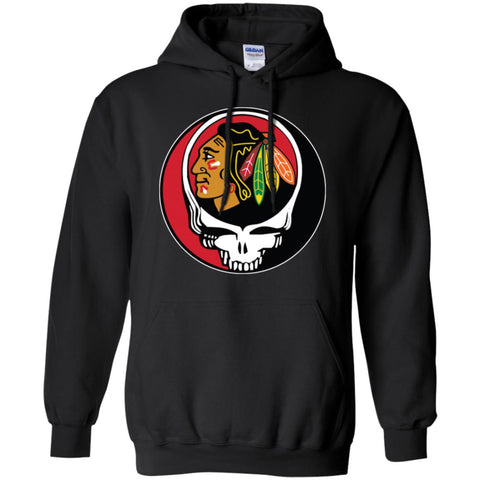 Chicago Blackhawks Grateful Dead Steal Your Face Hockey Nhl Shirts Pullover Hoodie Sweatshirt Black / S Pullover Hoodie Sweatshirt - parenttees