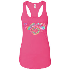 Captain Marvel Logo Banner Tie Dye Colors Women Tank Top Women Tank Top - parenttees