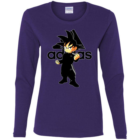 Goku Adidas Black T-shirt Women Long Sleeve Shirt Purple / S Women Long Sleeve Shirt - parenttees