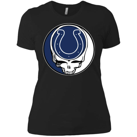 Indianapolis Colts Grateful Dead Steal Your Face Football Nfl Shirts Women Cotton T-Shirt Black / X-Small Women Cotton T-Shirt - parenttees